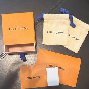 Louis Vuitton Orange and Cream Packaging Set with Blue Ties